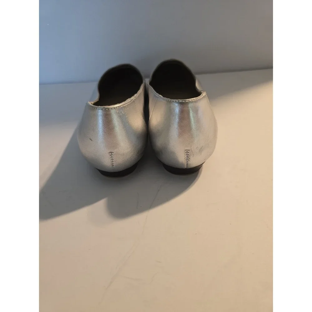 Vintage Connie Metallic Silver Leather‎ Loafers Flats Women's Size 7.5